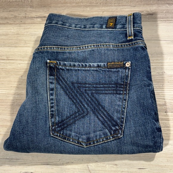7 FOR ALL MANKIND Standard Button Fly Jeans Sz 36 Blue Cotton Blend Pockets - Picture 12 of 12
